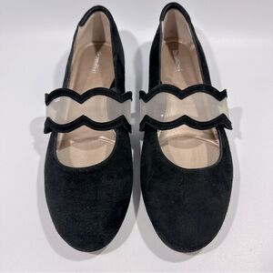 Beautifeel Iris Black Suede Dress Ballet Comfort Flat Shoes Mesh Detail 40.5